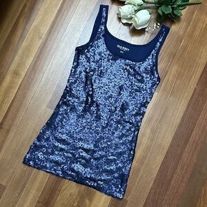 Navy Blue Sequin Tank Top